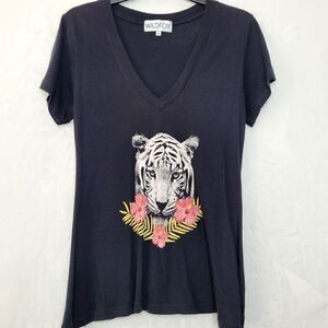 Wildfox Siberian Tiger V Neck Top Size Medium